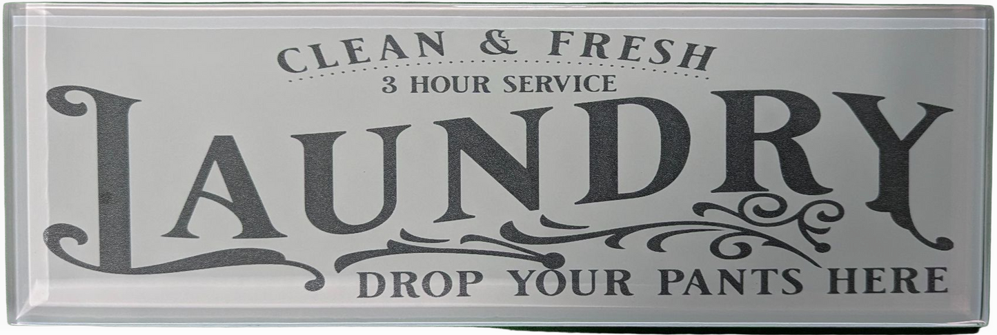Clean & Fresh Laundry - Laser Etched Glass Tile Sign