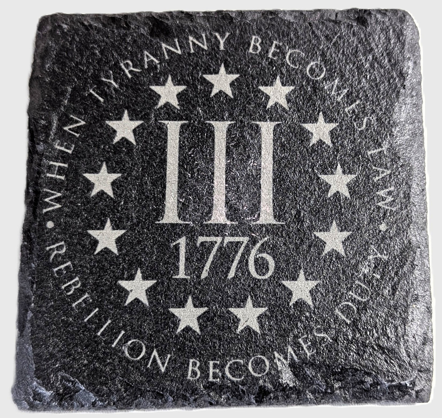 Set of 4 Slate Coasters - "Right to Bear Arms"